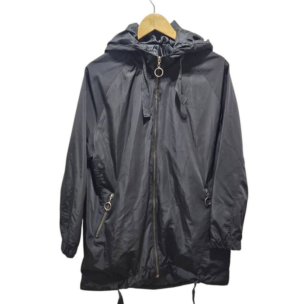 Ambar Outerwear black jacket zip front Hooded 12‎